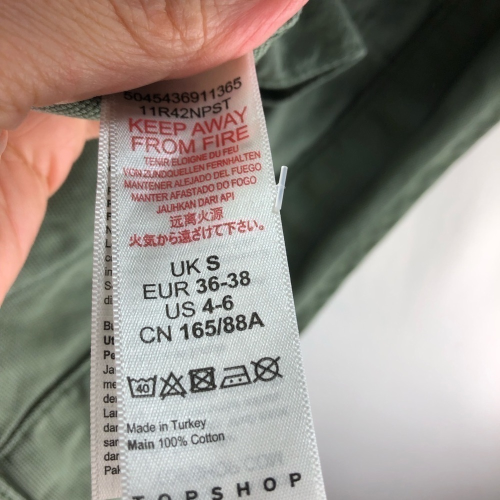 Topshop Oversized Twill Barn Jacket Sz S Army Green Cargo Utility Grunge Casual - Picture 12 of 15